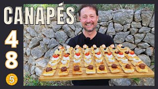 48 CANAPÉS MUY FÁCILES con una Lámina de Hojaldre  Recetas en 5 Minutos [upl. by Jillene10]