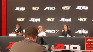 VCU mens basketball coach Beth OBoyle junior guard MaryAnna Asare at 2024 Atlantic 10 media day [upl. by Cheshire275]