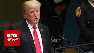 President Donald Trump gets unexpected laugh at United Nations  BBC News [upl. by Kerge938]