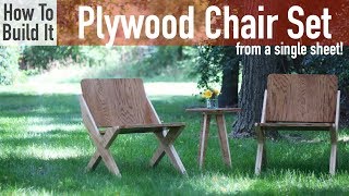 2 Chairs and a Side Table from 1 Sheet of Plywood [upl. by Alocin280]