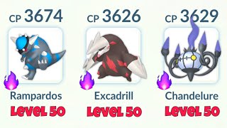 NEW LeveL 50 Shadow Exadrill Rampardos Chandelure in Pokemon GO [upl. by Delainey]