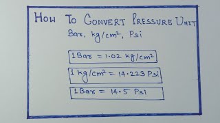 HOW TO CONVERT PRESSURE UNIT BAR Kgcm² psi [upl. by Eissed]