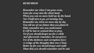 Emma Fielding reads Remember by Christina Rossetti [upl. by Epner]