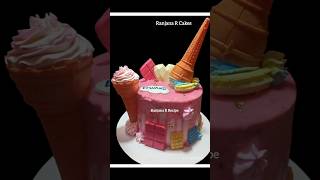 Vanila strawberry mix cake cake video decoration design [upl. by Nawor888]