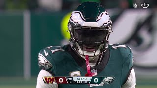 Hurts slantroute connection with AJ Brown yields 25yard gain on first drive [upl. by Noivert834]