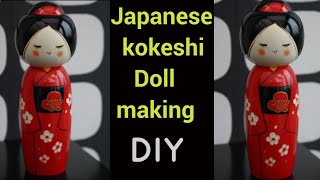 Japanese kokeshi doll making clay craftKerala mix cafe [upl. by Alon787]