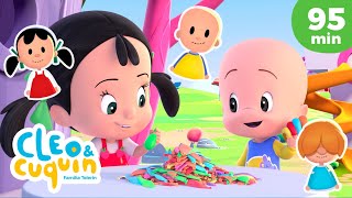 Familia Dedo con globos 🖐️ más canciones infantiles para bebés con Cleo y Cuquín [upl. by Sillad]