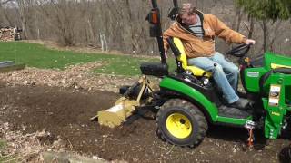 Land Pride Tiller Review John Deere 1025 R  79 [upl. by Annirak173]