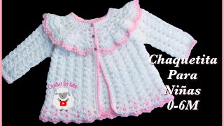 Como tejer chaquetita primavera  chambrita  casaquinho de niñas fácil 03M Crochet for Baby 182 [upl. by Jordana]