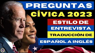 2023 USCIS Preguntas Examen Cívicas Traducción de español a inglés Ciudadanía Estadounidense USA [upl. by Rochell405]