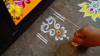 Navaratri special rangoli  Easy border rangoli designs  Simple border muggulu  Friday rangoli [upl. by Zaneski]