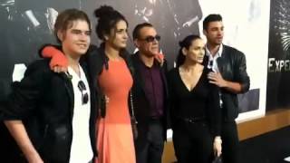 Van Damme with his three children and his wife  EX2 LA premiere [upl. by Halsy]