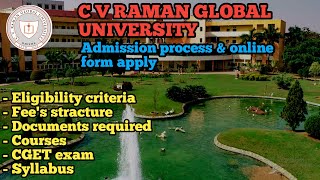 Admission process amp apply online  C V Raman global University Bhubaneswar  CGET Eligibility Fees [upl. by Nylyaj931]