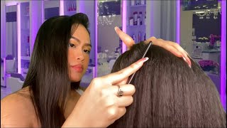 ASMR 1 HR Scalp Scratching Massage  Hair Play  Hair Salon Roleplay soft gum chewingrelaxed afro [upl. by Eicaj]