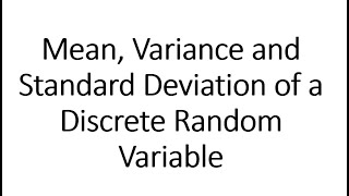 BisDak Math  Mean Variance Standard Deviation of a Discrete Random Variable [upl. by Placida]