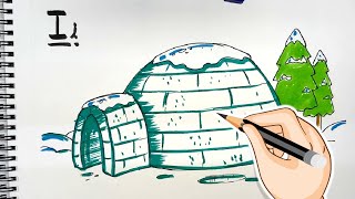 Igloo House Drawing Easy  How to Draw Igloo  How To Draw An Igloo Step By Step  Igloo Drawing [upl. by Swainson]