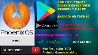 How to download amp install Phoenix Os for Windows 78110 amp 11 pc 100 working [upl. by Garv]