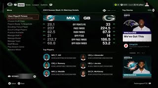 Madden 25 Packers vs Dolphins Week 13 Day 167 [upl. by Enorahs265]