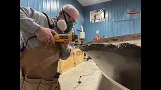 How to Restore an Old Fiberglass Boat  Episode 5  Fairing the Hull [upl. by Eevets839]