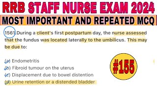 RRB STAFF NURSE EXAM PREPARATION  RRB STAFF NURSE PREVIOUS YEAR EXAM MCQ NORCET 8 EXAM PREPARATION [upl. by Ellerred]