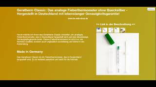 Geratherm Classic Das analoge Fieberthermometer ohne Quecksilber  Hergestellt in Deutschland mit [upl. by Drislane]