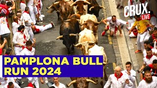 Running Of The Bulls  Spains Famous Annual Event In Pamplona Draws Thousands  San Fermin Festival [upl. by Ahsilif]