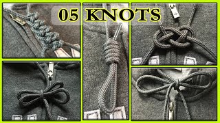 How To Tie Hoodie Strings 4  5 Ways To Tie Jacket  Macrame Knots Tutorial For Knots Tie A Lace [upl. by Jarlen724]