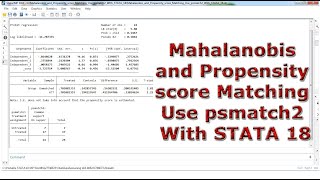 Mahalanobis and Propensity score Matching Use psmatch2 With STATA 18 [upl. by Kaiser]