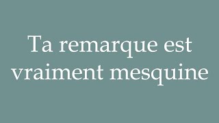 How to Pronounce Ta remarque est vraiment mesquine Your remark is really petty in French [upl. by Waylin]