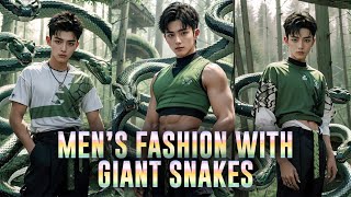 MENS FASHION WITH GIANT SNAKES AI Art Lookbook aiart ailookbook aimodel [upl. by Niemad]