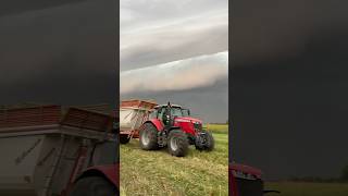 Running away from the storm ⚡️⛈️ masseyferguson corn silage mais [upl. by Llecram]