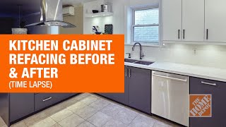 Kitchen Cabinet Refacing Before amp After  The Home Depot Canada [upl. by Aikemat]