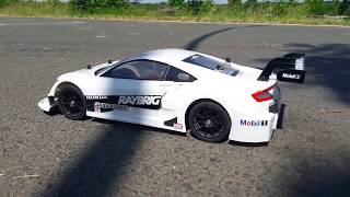 Tamiya Honda NSX Raybrig Concept GT TT02 racing on a closed road [upl. by Adnalra]