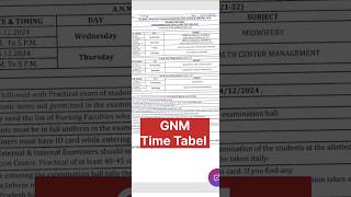 GNM Time Tabel Out gnm nursing nursingofficer nursingstudent timetable exam [upl. by Chil]