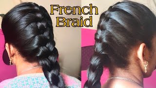 French Braid HairstyleEasy French Braid Hairstyle Tutorial in Tamil [upl. by Eat988]