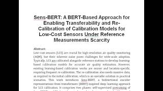 Sens BERT A BERT Based Approach for Enabling Transferability and Re Calibration of Calibration Mode [upl. by Ettenyl440]