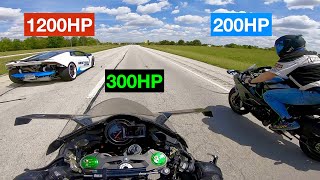 SAVAGE SHEEPY RACE 1200HP TWIN TURBO LAMBO VS 300HP H2R VS CARBON H2 [upl. by Ecirtahs915]