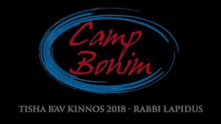 Camp Bonim 2018  Tisha Bav  Rabbi Lapidus [upl. by Davilman]