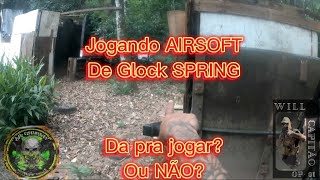 Jogando AIRSOFT com uma Glock SPRING Campo arearestrita [upl. by Kohl]