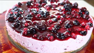 CHEESECAKE AI FRUTTI DI BOSCO SENZA COTTURA  No bake Mixed Berry Cheesecake [upl. by Kepner]