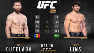 ION CUTELABA vs Philipe LINS Full FIGHT UFC 299 [upl. by Phillis]