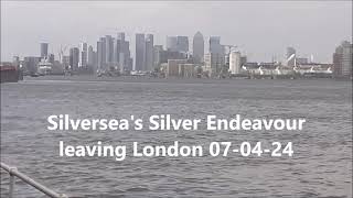 Cruise Ship Silver Endeavour heading down the Thames after a visit to London in April 2024 [upl. by Aneel988]