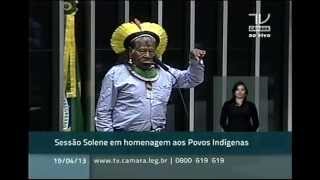 Sessão Solene em homenagem aos Povos Indígenas Discurso Cacique Raoni [upl. by Arymat]