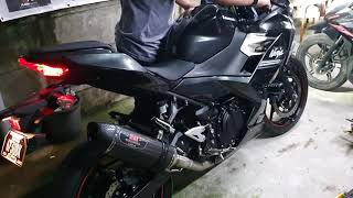 Kawasaki Ninja 400 with Yoshimura R77 420mm slip on exhaust sound check [upl. by Leibrag994]