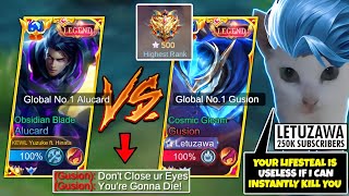 YUZUKE VS LETUZAWA Global 1 Gusion Lifesteal Vs Lightning Speed  Intense 1v1 Fight  Who Win 🔥 [upl. by Ocisnarf]