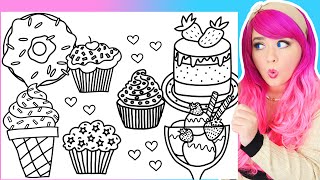 Coloring Sweet Treats Cakes Donuts Ice Cream amp Cupcakes Coloring Pages  Markers amp Crayons [upl. by Zeba]