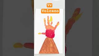 V for Volcano🌋 Alphabet handprint art for kids👩‍🎨 volcano alphabet art kidsvideo toddler [upl. by Kennett455]