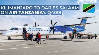 TRIPREPORT  Air Tanzania ECONOMY  Kilimanjaro  Dar Es Salaam  De Havilland Dash 8 Q400 [upl. by Olifoet]