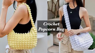 Crochet Popcorn Bag Tutorial  Chenda DIY [upl. by Cnut622]