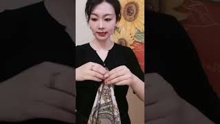 How to tie a small scarf around the neck stylish look for girls shorts beautyframe scarftutorial [upl. by Ariek]